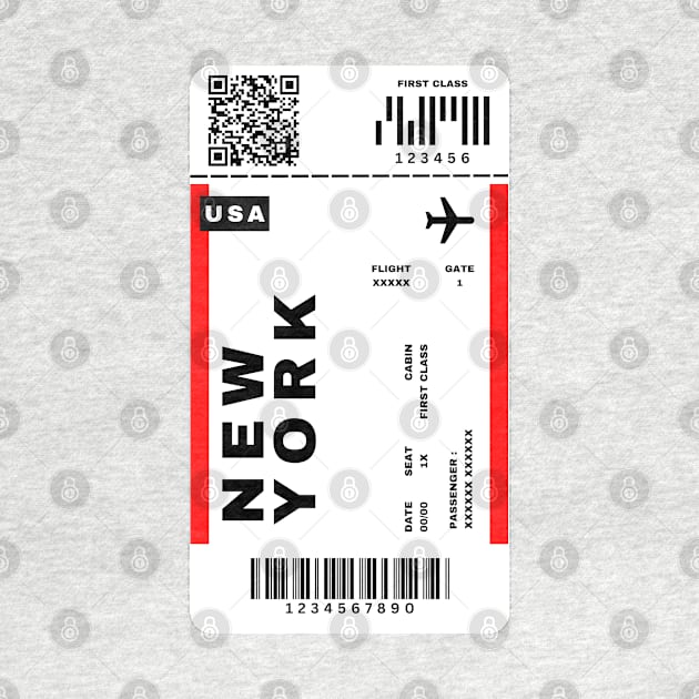 New York Boarding Pass United States Destination Ticket by Saraahdesign